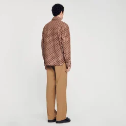 Manteaux & Blousons|Chemises*SANDRO Surchemise Square Cross Marron Foncé
