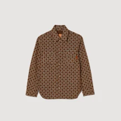 Manteaux & Blousons|Chemises*SANDRO Surchemise Square Cross Marron Foncé