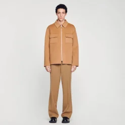 Manteaux & Blousons|Chemises*SANDRO Surchemise Zippée Camel