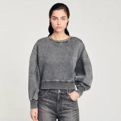 Pulls & Cardigans*SANDRO Sweat à Col Bijoux Gris