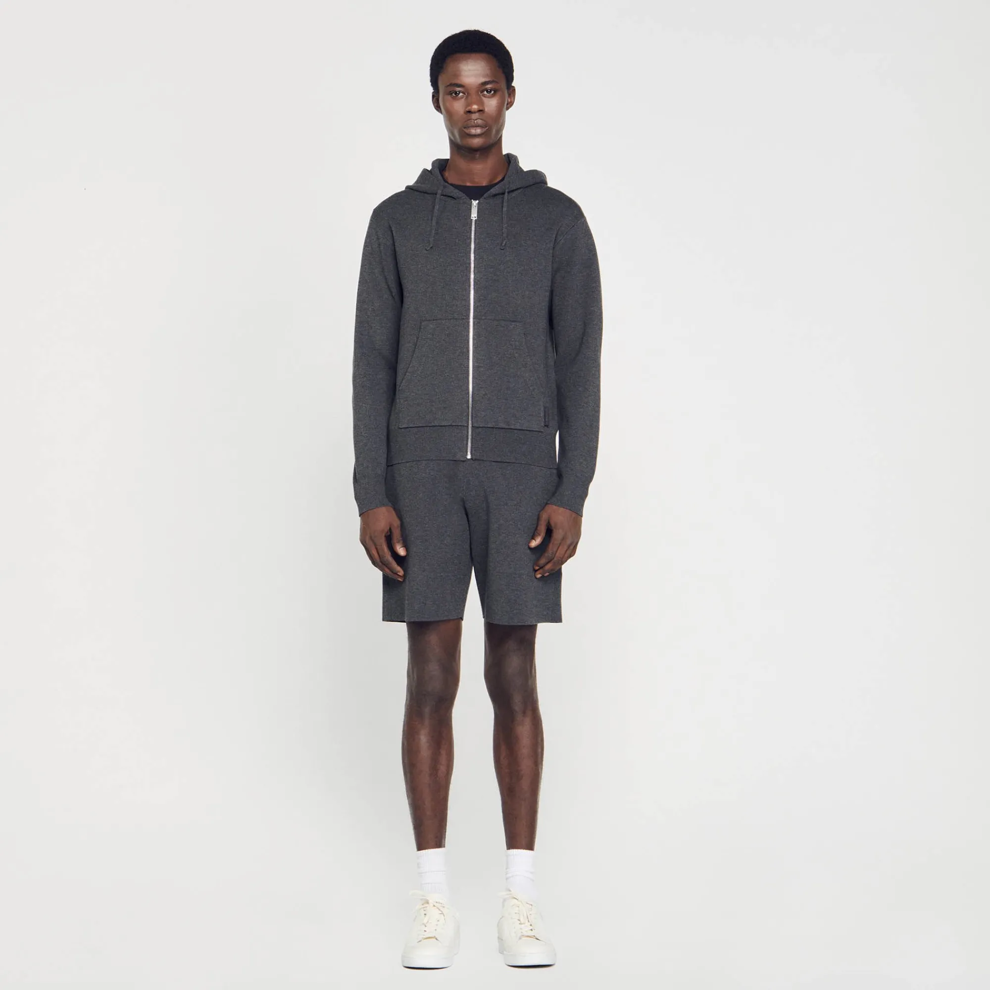 Sweats & Joggings|Pulls & Gilets*SANDRO Sweatshirt à Capuche gris chiné