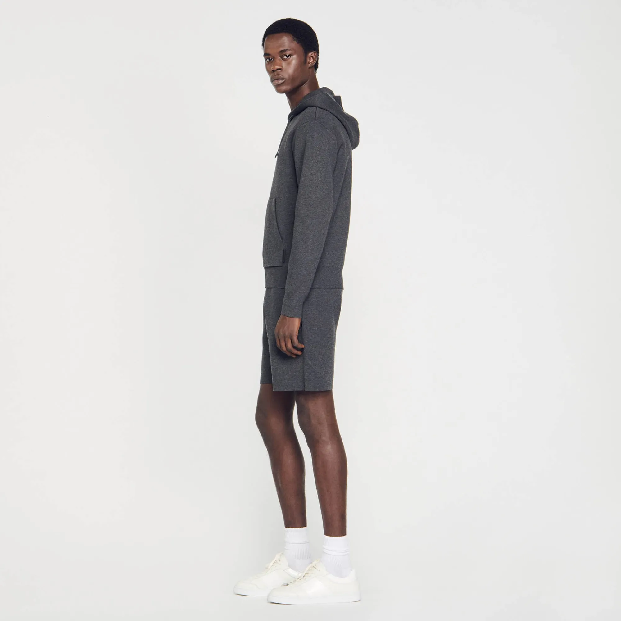 Sweats & Joggings|Pulls & Gilets*SANDRO Sweatshirt à Capuche gris chiné