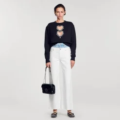Pulls & Cardigans*SANDRO Sweatshirt à Cœurs Strassés Noir