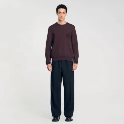 Sweats & Joggings|Pulls & Gilets*SANDRO Sweatshirt Fleurs Chocolat
