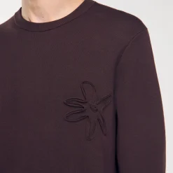 Sweats & Joggings|Pulls & Gilets*SANDRO Sweatshirt Fleurs Chocolat