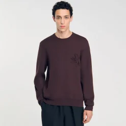 Sweats & Joggings|Pulls & Gilets*SANDRO Sweatshirt Fleurs Chocolat