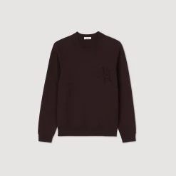 Sweats & Joggings|Pulls & Gilets*SANDRO Sweatshirt Fleurs Chocolat