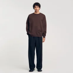 Sweats & Joggings*SANDRO Sweatshirt Oversize Fleurs Chocolat
