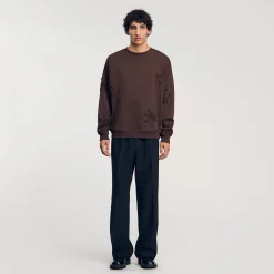 Sweats & Joggings*SANDRO Sweatshirt Oversize Fleurs Chocolat