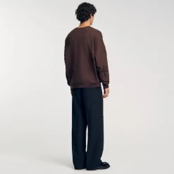 Sweats & Joggings*SANDRO Sweatshirt Oversize Fleurs Chocolat