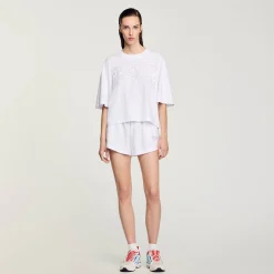 T-Shirts*SANDRO Tee-shirt Court Brodé France blanc