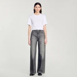 T-Shirts*SANDRO Tee-shirt Court Strassé blanc