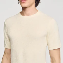 T-Shirts & Polos|Pulls & Gilets*SANDRO Tee-shirt En Maille Bouclette Ecru