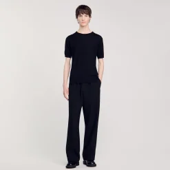 Pulls & Gilets*SANDRO Tee-shirt En Maille Fluide Noir