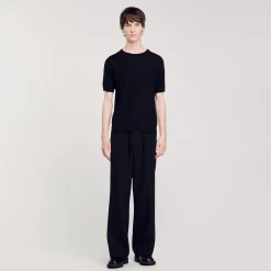 Pulls & Gilets*SANDRO Tee-shirt En Maille Fluide Noir