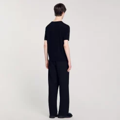 Pulls & Gilets*SANDRO Tee-shirt En Maille Fluide Noir