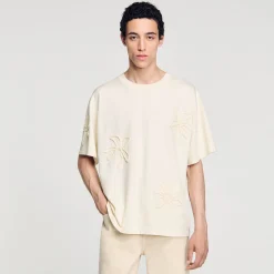 T-Shirts & Polos*SANDRO Tee-shirt Orné De Fleurs Ecru