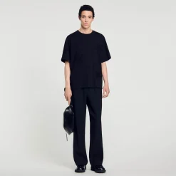 T-Shirts & Polos*SANDRO Tee-shirt Orné De Fleurs Noir
