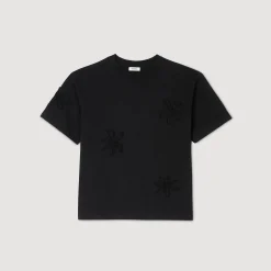 T-Shirts & Polos*SANDRO Tee-shirt Orné De Fleurs Noir