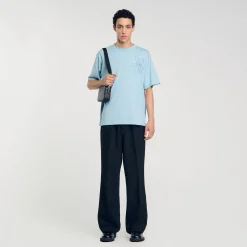 T-Shirts & Polos*SANDRO Tee-shirt Oversize Fleur Baby Blue