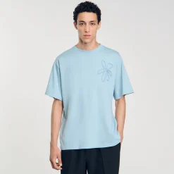 T-Shirts & Polos*SANDRO Tee-shirt Oversize Fleur Baby Blue
