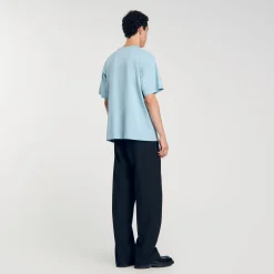 T-Shirts & Polos*SANDRO Tee-shirt Oversize Fleur Baby Blue