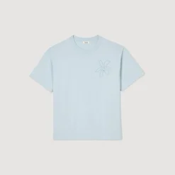 T-Shirts & Polos*SANDRO Tee-shirt Oversize Fleur Baby Blue