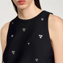 Ensembles|Tops & Chemises*SANDRO Top à Strass Noir