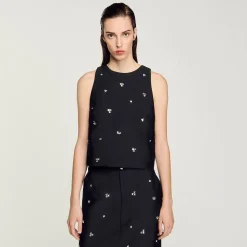 Ensembles|Tops & Chemises*SANDRO Top à Strass Noir