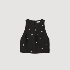 Ensembles|Tops & Chemises*SANDRO Top à Strass Noir