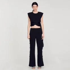 Ensembles|Tops & Chemises*SANDRO Top Court à Pans Asymétriques Noir