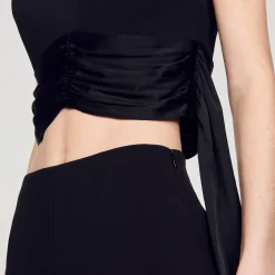 Ensembles|Tops & Chemises*SANDRO Top Court à Pans Asymétriques Noir