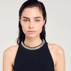 Ensembles|Tops & Chemises*SANDRO Top Court à Strass Noir