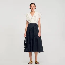 Tops & Chemises*SANDRO Top Court à Volants blanc