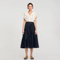 Tops & Chemises*SANDRO Top Court à Volants blanc