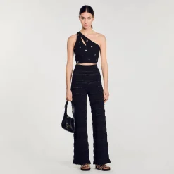 Ensembles|Pulls & Cardigans*SANDRO Top Court Asymétrique Noir