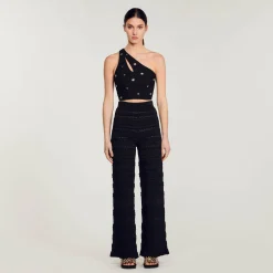 Ensembles|Pulls & Cardigans*SANDRO Top Court Asymétrique Noir