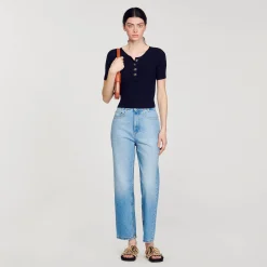 Pulls & Cardigans|Tops & Chemises*SANDRO Top Court En Maille Bleu marine