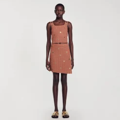 Ensembles|Pulls & Cardigans*SANDRO Top Court En Maille à Pièces Marron