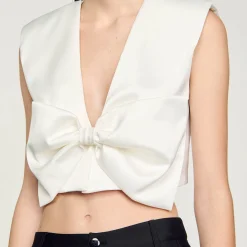 Tops & Chemises*SANDRO Top Court Satiné blanc