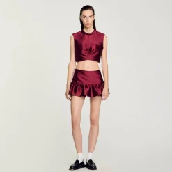 Ensembles|Tops & Chemises*SANDRO Top Court Satiné Bordeaux