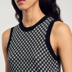Ensembles|Pulls & Cardigans*SANDRO Top En Maille à Carreaux Noir