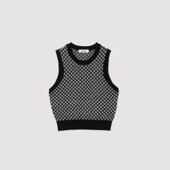 Ensembles|Pulls & Cardigans*SANDRO Top En Maille à Carreaux Noir