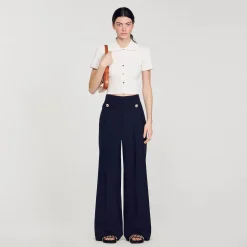 Pulls & Cardigans|Tops & Chemises*SANDRO Top En Maille à Col Vareuse blanc