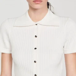 Pulls & Cardigans|Tops & Chemises*SANDRO Top En Maille à Col Vareuse blanc