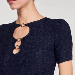 Ensembles|Pulls & Cardigans*SANDRO Top En Maille Scintillante Bleu marine