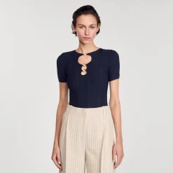 Ensembles|Pulls & Cardigans*SANDRO Top En Maille Scintillante Bleu marine