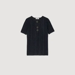 Ensembles|Pulls & Cardigans*SANDRO Top En Maille Scintillante Bleu marine
