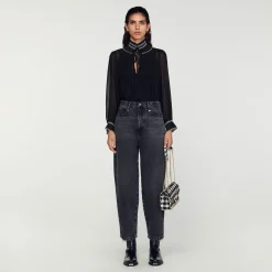 Tops & Chemises*SANDRO Top En Mousseline Noir
