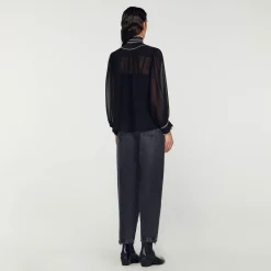 Tops & Chemises*SANDRO Top En Mousseline Noir